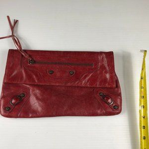 BALENCIAGA Agneau Classic Hardware Envelope Clutch Rouge Cardinal